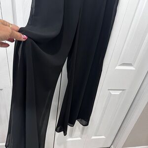 Women’s Wide Leg Mesh Black Dress Pants